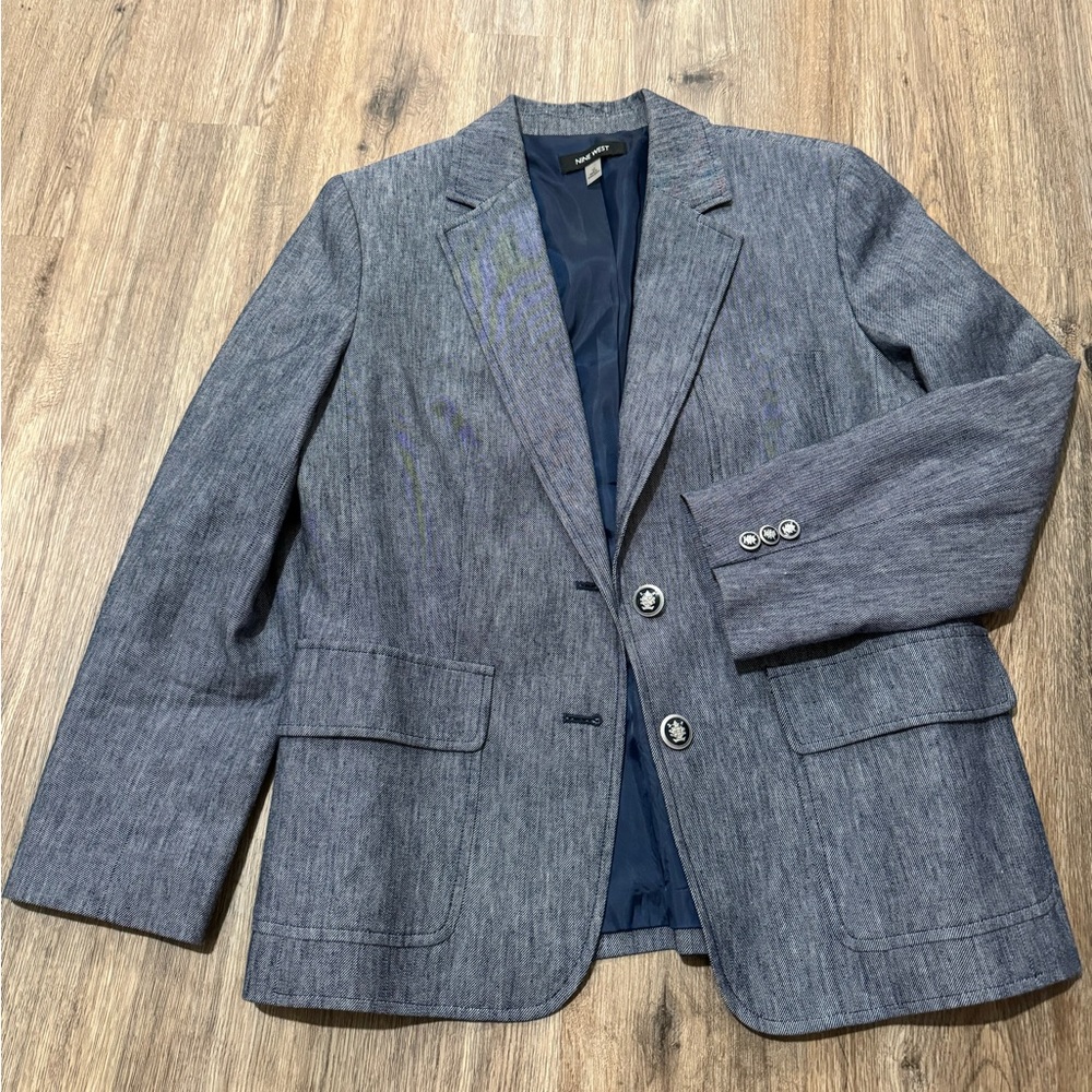 Nine West Navy Heathered Blazer